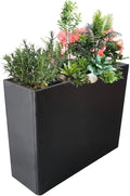 Metal Tall Rectangular Planter,38" L x 13" W x 30" H Black Outdoor Planter with Drainage Holes and Adjustable Balancing Feet for Plants, Flowers, Gardens