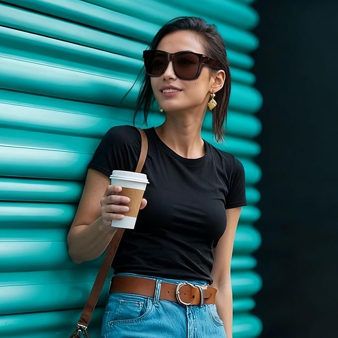ANDWOOD Fit Over Glasses Polarized Sunglasses for Women Men Oversized Square Shades UV400 Protection