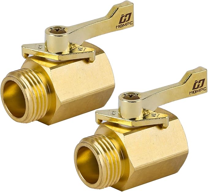 HQMPC Super Heavy Duty 3/4" Brass Shut Off Valve Garden Hose Shut Off Valve Garden Hose Connector 2 PCS