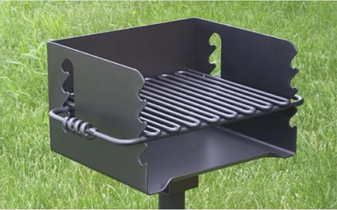 Pilot Rock 6 Pack Charcoal Grill, Park Style BBQ Camping Grill with Swivel, CBP-135