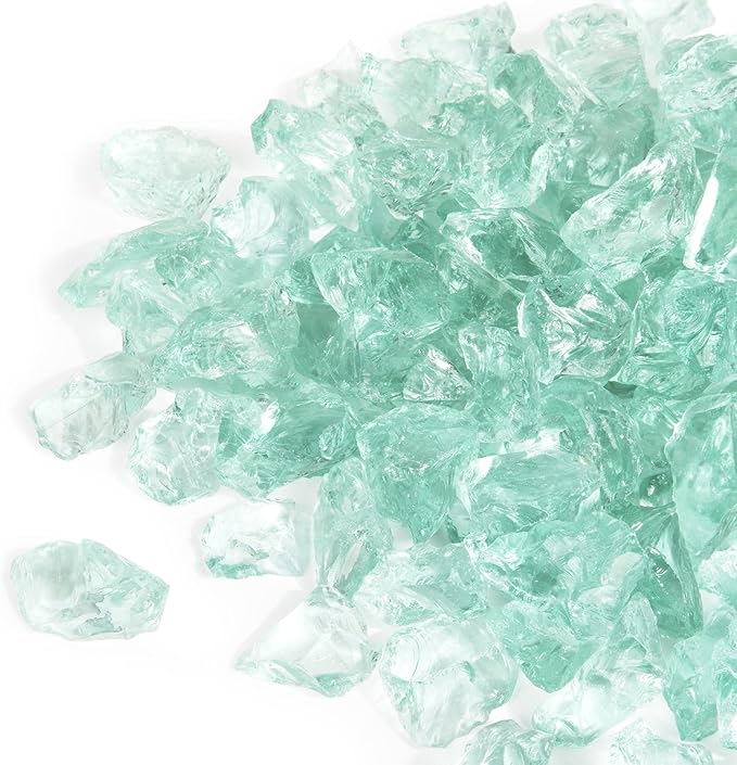 GASPRO 10 lbs Fire Glass for Propane Fire Pit, 1/2-Inch Decorative Firepit Glass Rock for Gas Fireplace, Aqua