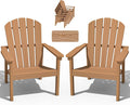 nevilywood Compact Stackable Adirondack Chairs Set of 2, 26.3" Wide HDPE Outdoor Patio Chairs - Durable, Space-Saving Design for Porch, Lawn or Garden, Teak
