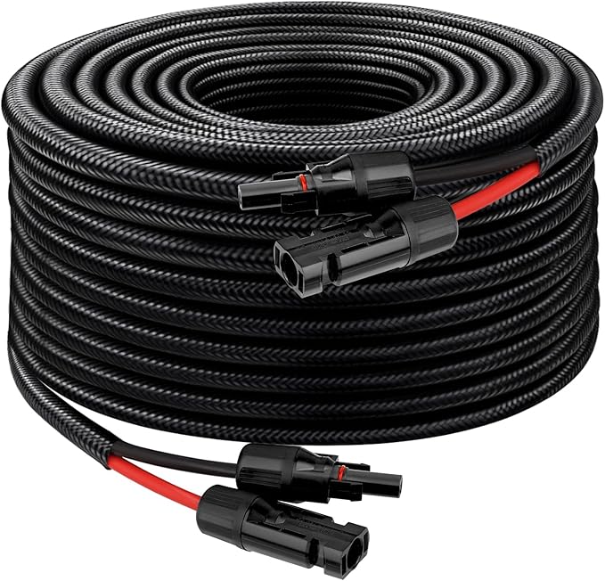 XRDS -RF Solar Panel Cable 40FT, 10AWG Solar Extension Cable with Male & Female Solar Connectors, Flame-Retardant Protective Sleeving Solar Cable, Weatherproof PV Wire for Solar Panel Connection