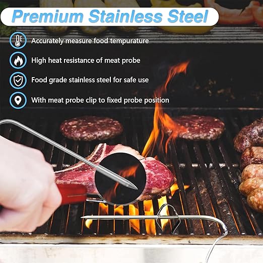 Meat Probes for Traeger Temperature Probe BAC431 Thermometer Clip Grommets Wood Pellet Smoker Grill Replacement Parts Black & White 3.5mm Plug BBQ Accessories