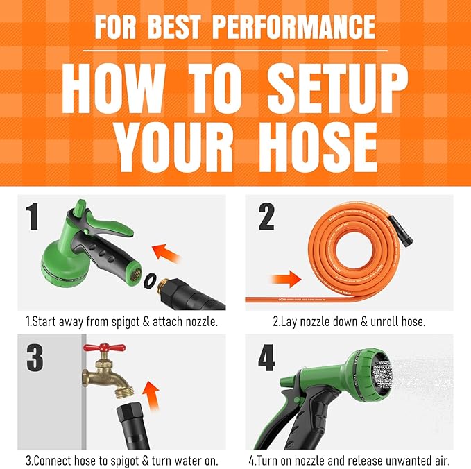 Garden Hose 35 ft x 5/8", NON-EXPANDING Flexible Water Hose, Kink Resistant Lightweight Hybrid Hose, Leakproof Yard Hose with Male to Female Fittings