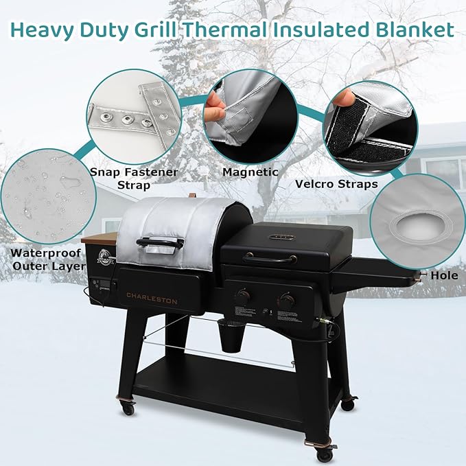 Insulation Blanket for Pit Boss Charleston 1020 Combo Grill,PB1020NX Smoker Blanket Insulated Pitboss Thermal Replacement Parts for Pit Boss 1020 Blanket Winter Insulation Accessories