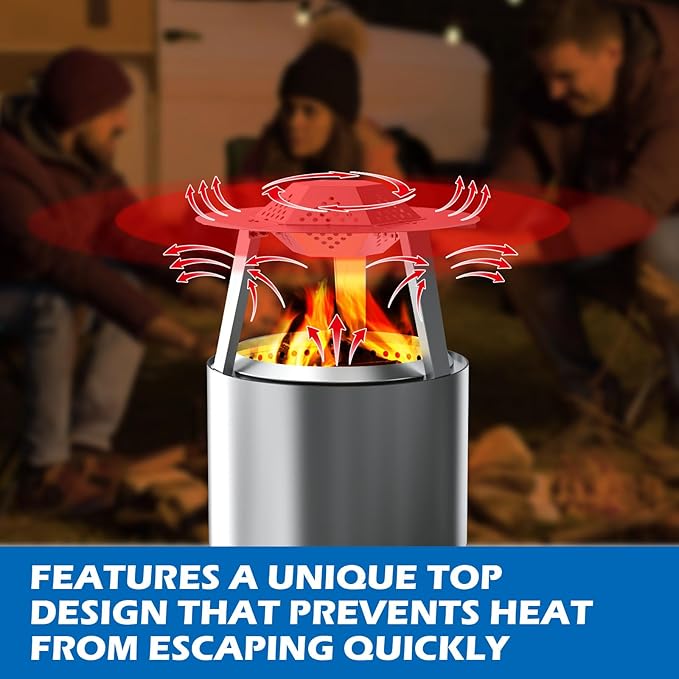 Heat Deflector for Solo Stove 15" Ranger 1.0 2.0 Fire Pit Accessories Stainless Steel 304 Heat Diffuser with Carrying Handle and 3 Support Leg for 15 Inch Other Outdoor Indoor FirePits Accessory