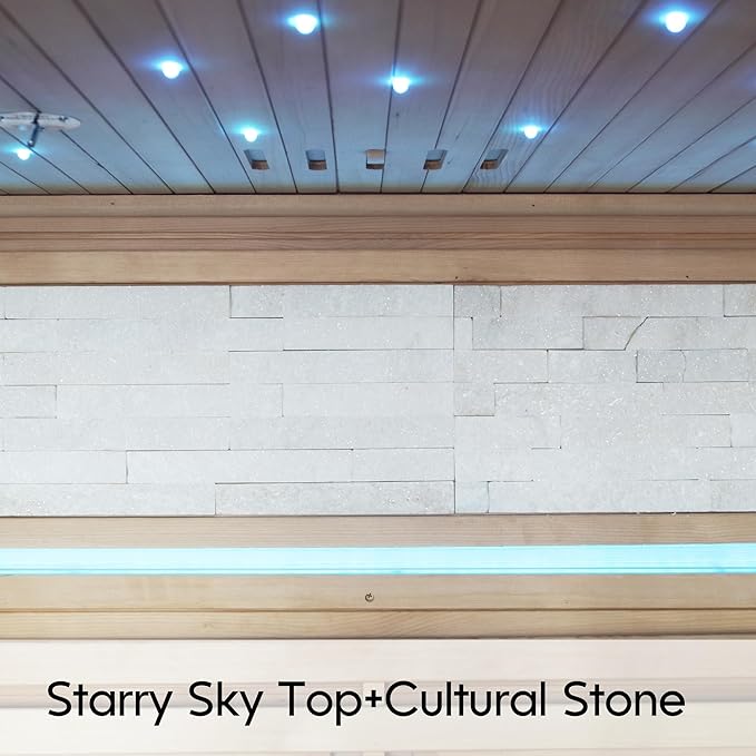 2 Person Infrared Sauna for Home-Luxury Spa with Exclusive Star Sky Roof & Oxygen Bar, 8 Low EMF Graphene Heaters, Bluetooth