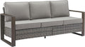 Rilyson Outdoor Couch Wicker Patio Sofa, Rattan Patio Furniture Sofa with Sturdy Frame,All-Weather PE Wicker,Wide Armrest,Deep Seating and Thick Cushions for Deck Porch Garden(Mixed Grey/Grey)