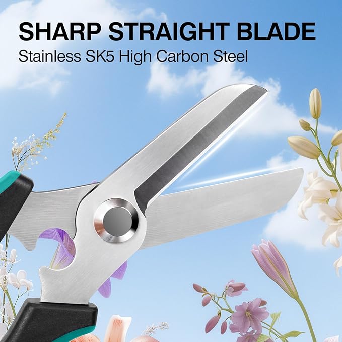 Pruning Shears - Cuts 5X Easier, Premium Garden Shear with Sharp Stainless Steel Blades, Ergonomic Handle, Ideal Garden Clipper for Plants Care & Fruit Picking, Versatile Gardening Scissor for Gifts