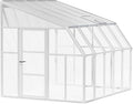 Palram Canopia Rion Sun Room 8 Ft. x 12 Ft. Solarium, Lean-To Greenhouse DIY Kit, Attach to House, Large Twin Wall Polycarbonate, 100% UV Protection For Porch, Patio Outdoors with Window Vent (White)