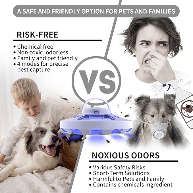 2 Packs Flea Traps for Inside Your Home with 6 Sticky Pads, Fleas Light Traps Kills Fleas in House, Hanging Flea Lamp with USB Cable Pest Control for Bugs Moths Gnats Indoor and Outdoor