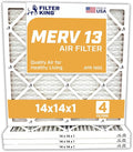 Filter King 14x14x1 Air Filter | 4-PACK | MERV 13 HVAC Pleated A/C Furnace Filters | MADE IN USA | Actual Size: 13.5 x 13.5 x .75"