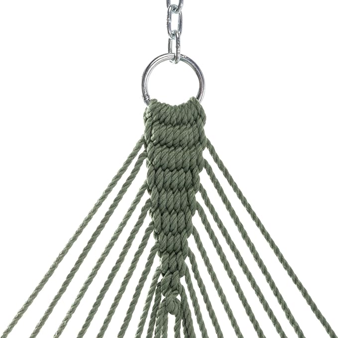Original Pawleys Island Single Meadow DuraCord Rope Hammock – 12 ft. x 50 in., 1-Person, 450 lb Capacity, Oak Spreader Bar, Zinc-Plated Hardware, Handcrafted in The USA