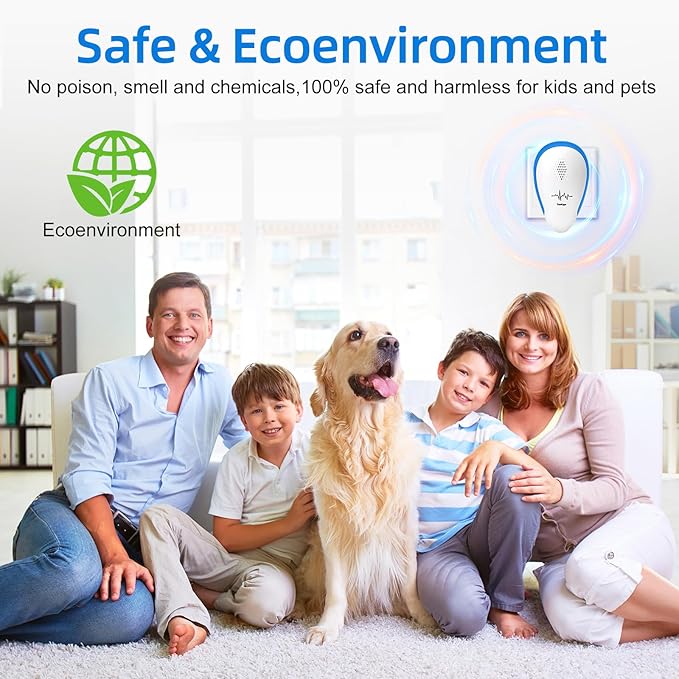 Ultrasonic Pest Repeller 6 Packs, Pest Repellent Ultrasonic Plug In, Repellent Indoor for Roach Killer Indoor Infestation, Mouse, Ant, Spider, Bug, Mosquito and Rodent Pest Control Plug in Bug Catcher