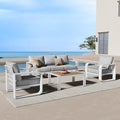 Oasbira Aluminum Outdoor Patio Furniture Set, 4 Piece Oversized Patio Conversation Sets Widened Armrest & Ultra-Thick Cushions, Heavy Duty Modern Sectional Furniture for Backyard, Porch, White