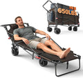 LEVELEVE Heavy Duty Folding Wagon - 2-in-1 Collapsible Cart, 650lb Capacity, All-Terrain Wheels w/Brakes & Side Pockets