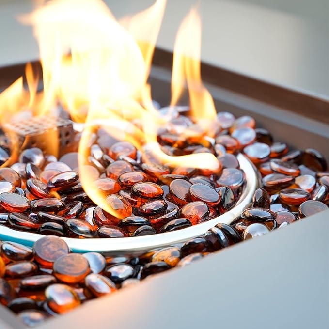 Mr. Fireglass 10 Pound Fire Glass Beads, 1/2" Reflective Round Fire Glass Drops for Fireplace Fire Pit & Lanscaping, High Luster Amber