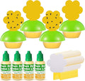 Qualirey Fruit Fly Trap for Indoors, 4 Pack Fruit Fly Trap with 4 Refill Liquid and 60 Yellow Sticky Pads, Safe Near Pets, Food and Kids, Fruit Flies Lure Liquid Trap for Home Kitchen