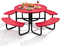 Rueekfil 46" Coated Picnic Table with Umbrella Hole, Heavy Duty Commercial Picnic Table for Outdoors, Family & Party Ready for School Camping, Round, Red