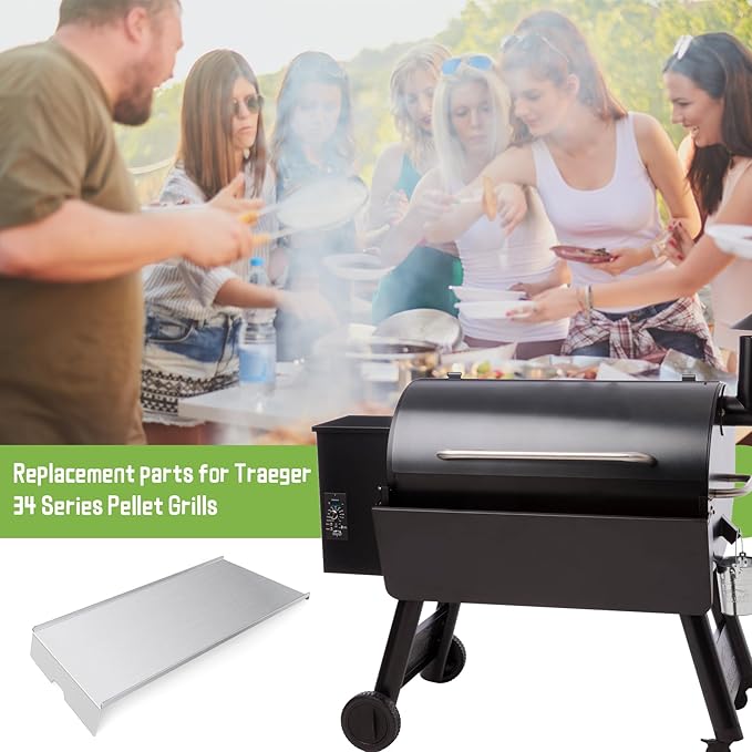 BCA006 Drip Pan Replacement for Traeger 34 Series,Eastwood 34,and Newer Tex,Tex Elite Pellet Smoker Grills,32.5" Heavy Duty Stainless Steel Drip Tray Heat Baffle for Traeger BBQ075, BBQ100, BBQ125
