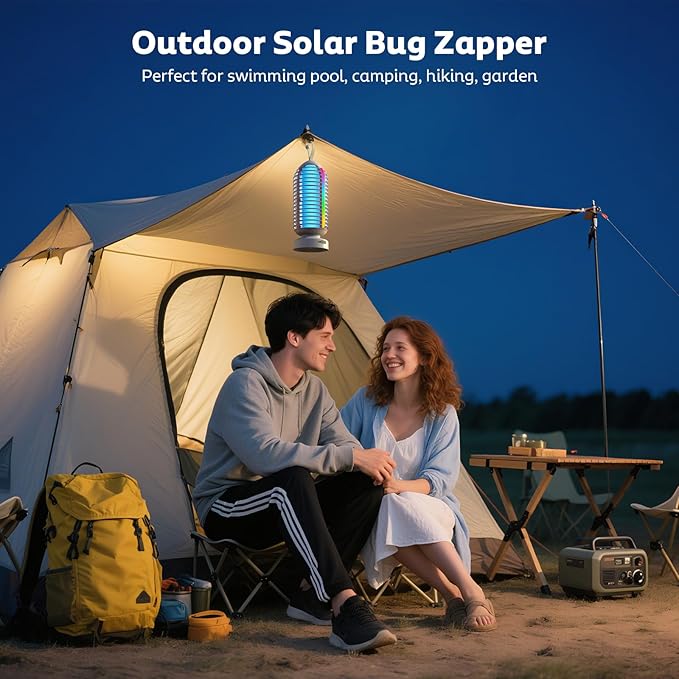 Bug Zapper Outdoor, Mosquito Zapper Indoor Electric Fly Zapper Rechargeable Mosquito Killer with Color Changing LED Lights, Auto On/Off, 4000mAh Fly Trap for Home Backyard, Patio, Camping