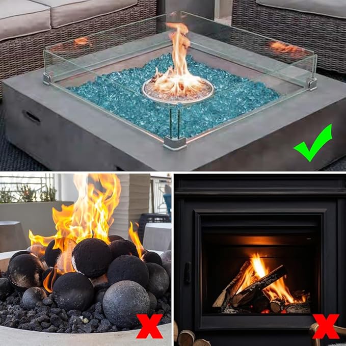 Fire Glass for Propane Fire Pit, 1/2 Inch High Reflective Fireplace Glass Rocks for Fire Pit Table, 20 lbs Fire Pit Glass Rocks for Outdoor Fire Table and Landscaping, Aqua Blue
