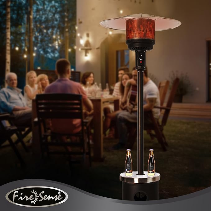 Fire Sense 67977 Mocha Finish Powder Coated Patio Heater with LED Table