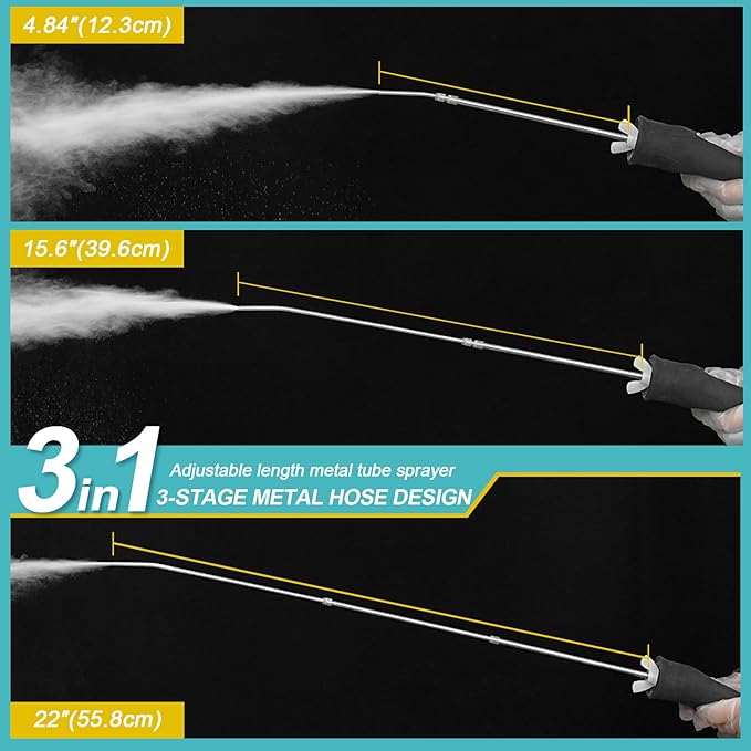 Diatomaceous Earth Powder Duster, Extendable Long Tubes from 5'' to 22'', Garden and Indoor, Large Bulb Handheld Insect Treatment Spreader Applicator, Puffer, Spray Bottle