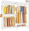 VIPEK V4 Garment Rack for Hanging Clothes, Portable Wardrobe Freestanding Closet Organizer, Heavy Duty Clothes Rack Metal Clothing Rack with 3 Hanging Rods & 2 Side Hooks, Max Load 810lbs, White