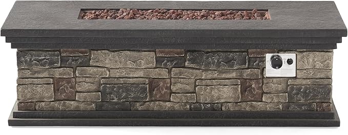 Propane Fire Pit Table, 56 Inch Firepits for Outside, Rectangular Gas Fire Pit for Outside Patio, MGO Propane Fire Table, 50000BTU, Stone Gray