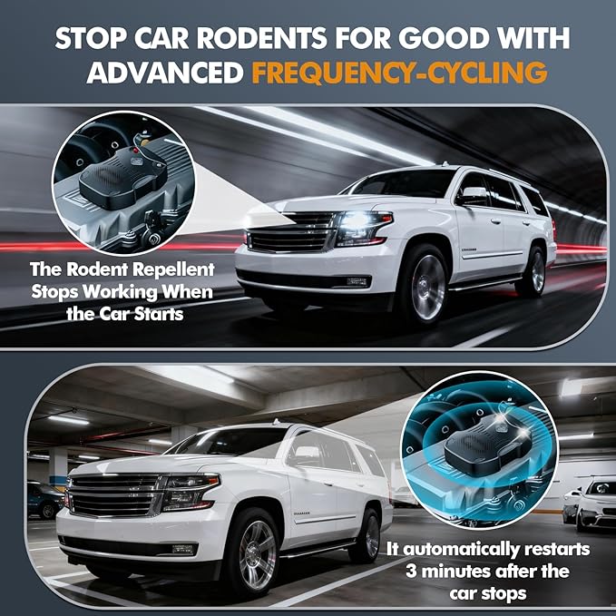 2 Pack Rodent Repellent for Car Engines, Ultrasonic Rodent Repeller for High-Efficiency Rat and Mouse Deterrent, Mouse Repellent,Rat Repellent for Car 12v 24v, Trucks, Rvs