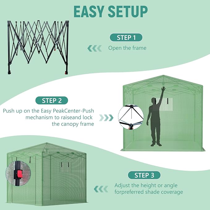 Pop Up Greenhouse, 10x10 FT Pop Up Green House for Outdoors, Portable Greenhouses, Walk-in Greenhouses, Popup Greenhouse Kit, Easy Set Up
