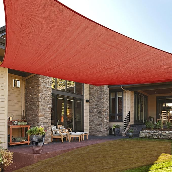 LOVE STORY Custom Size 7'x7' Terra Red Sun Shade Sail Rectangle UV Block Canopy Patio Sail Sunshades Fabric for Outdoor Garden Carport (We Make Custom Size)