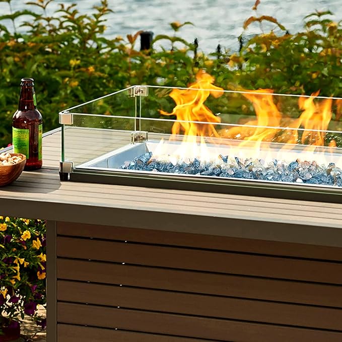 Onlyfire 10 pounds Fire Glass for Propane Fire Pit and Gas Fireplace, 1/2-Inch Reflective Firepit Glass Rocks for Fire Pit Table and Fire Bowl, Aqua Blue