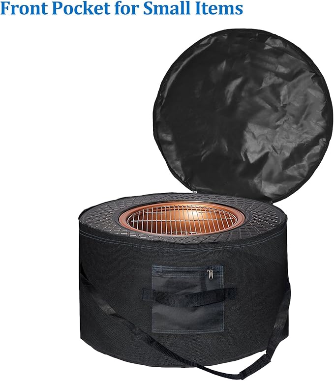 Qualward Outdoor Camping Fire Pit Bag, Double Design with Front Pocket, 2 Handles, and Zipper Opening - Fire Pit Bag Compatible with Outland Firebowl, Ideal for Camping and Travel (Bag Only)