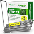 AMAGABELI GARDEN & HOME 100 Pack Galvanized Landscape Staples 12 Inch 11 Gauge Garden Staples Garden Stakes Plant Cover Stakes U-Shaped Landscape Stakes Landscape Pins for Weed Barrier Fabric