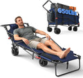 LEVELEVE Heavy Duty Folding Wagon - 2-in-1 Collapsible Cart, 650lb Capacity, All-Terrain Wheels w/Brakes & Side Pockets