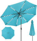 9ft Solar Umbrella Outdoor - Lighted Patio Umbrella with 40 LED Lights Waterprool Uv Protection, Table Umbrella with Tilt & Crank for Pool, Porch, Garden, Deck, Backyard(Sky Blue)