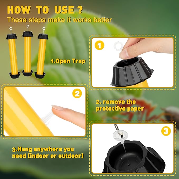 Qualirey Fly Traps for Indoor Outdoor Hanging Fruit Fly Stick Trap Sticky Mosquito for Home Insect 10 x 2.5 Inches(Yellow,8 Pcs)
