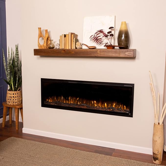 Touchstone Sideline Elite Smart 50” WiFi-Enabled Electric Fireplace - in-Wall Recessed - 60 Color Combinations - 1,500W Heater - Black - Log, Crystals & Driftwood - 80036
