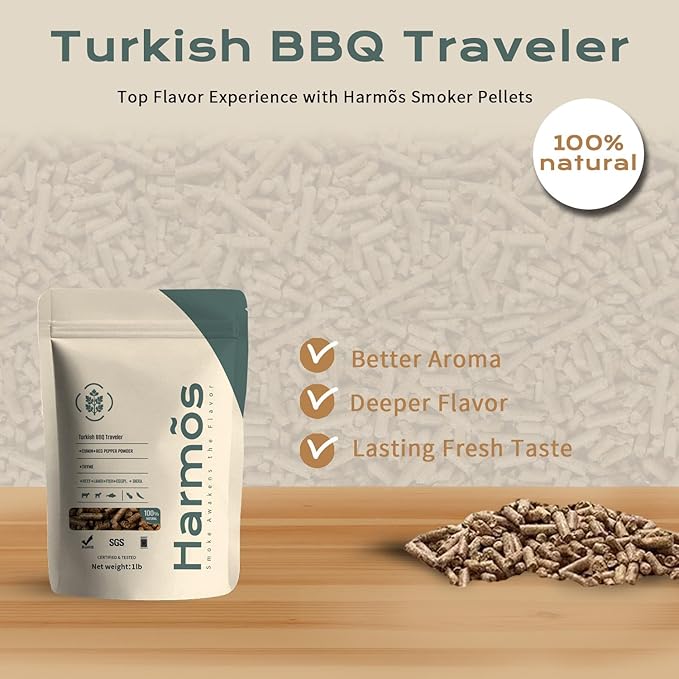 Harmos 4-Wood Pellets: Turkish/Ninja BBQ, Premium Hardwood Pellets for Smokers, 2 Sealed Packs