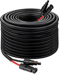 Solar Panel Extension Cable - 10AWG 50FT Solar Wire with Female & Male Waterproof Connector Flame Retardant Protective Sleeving PV Wire for RV, Photovoltaic Systems, Home, Boat, Solar Panels, Car