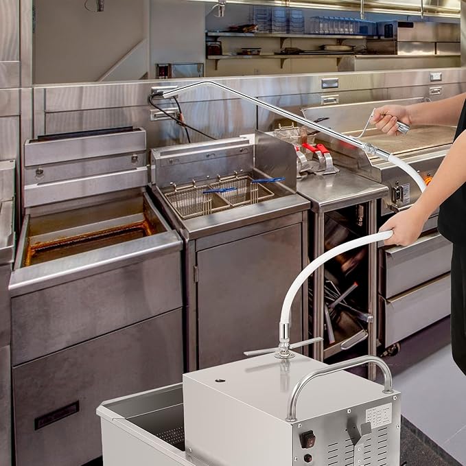 Fryer Oil Filter Machine Deep Fryer Filter Cart 58l Stainless Steel Cooking Oil Filtration System for Restaurants Chicken Shops - Mobile with Us Plug