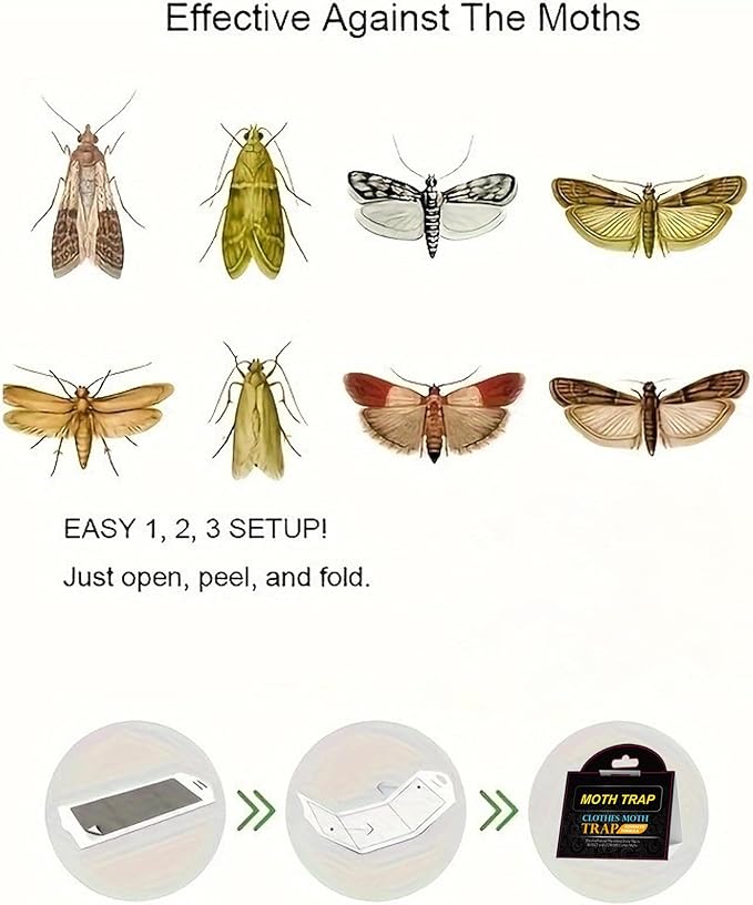 Pantry Moth Glue Traps (8 Packs) Pantry Moth Killer for House Pantry | Non-Toxic and Odorless for Food and Cupboard Moth | Super Strong Glue for Moth Catcher | Black