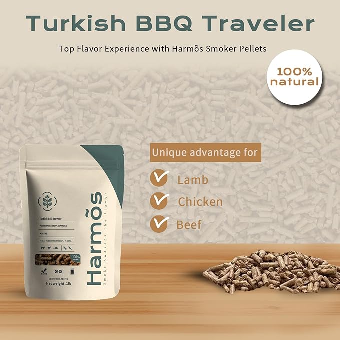 Harmos 4-Wood Pellets: Turkish/Ninja BBQ, Premium Hardwood Pellets for Smokers, 2 Sealed Packs