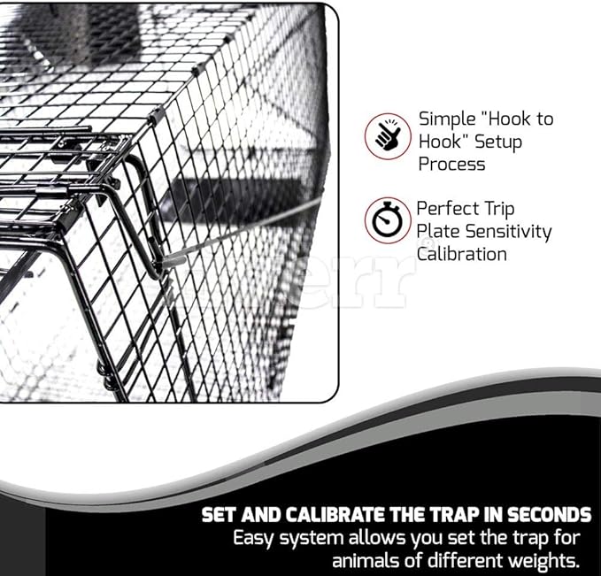 Humane Way Folding 50 Inch Live Humane Animal Trap - Safe Traps for All Animals - Dogs, Raccoons, Cats, Groundhogs, Opossums, Coyote, Bobcat - 50"x20"x26"