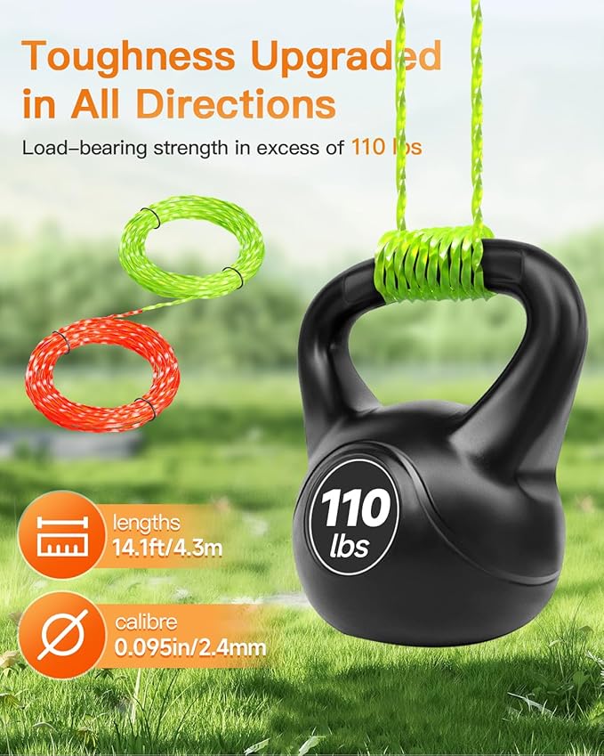 YWTESCH 16 Pack AL2420PD 0.095’’ Replacement Twisted Trimmer Lines Compatible with All EGO 15-Inch String Trimmers, 224 FT Dual Color Pre-Cut Heavy Duty Weed Wacker String for EGO Line Trimmers