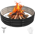 60 Inch Round Galvanized Fire Pit Ring/Fire Ring - Foldable and Perfect for Outdoor Gatherings and Campfires in The Yard/Garden/Park/Beach (Black+Gray, 5 FT Diameter+1 FT Tall)