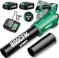 KIMO Leaf Blower Cordless with Battery and Charger, 800CFM/300MPH, Precision Adjustment Handle, 3Speeds w/ Visual Panel, Lightweight, 2 Extended Tube, 2* 2.0 Battery Powered Leaf Blowers for Lawn Care